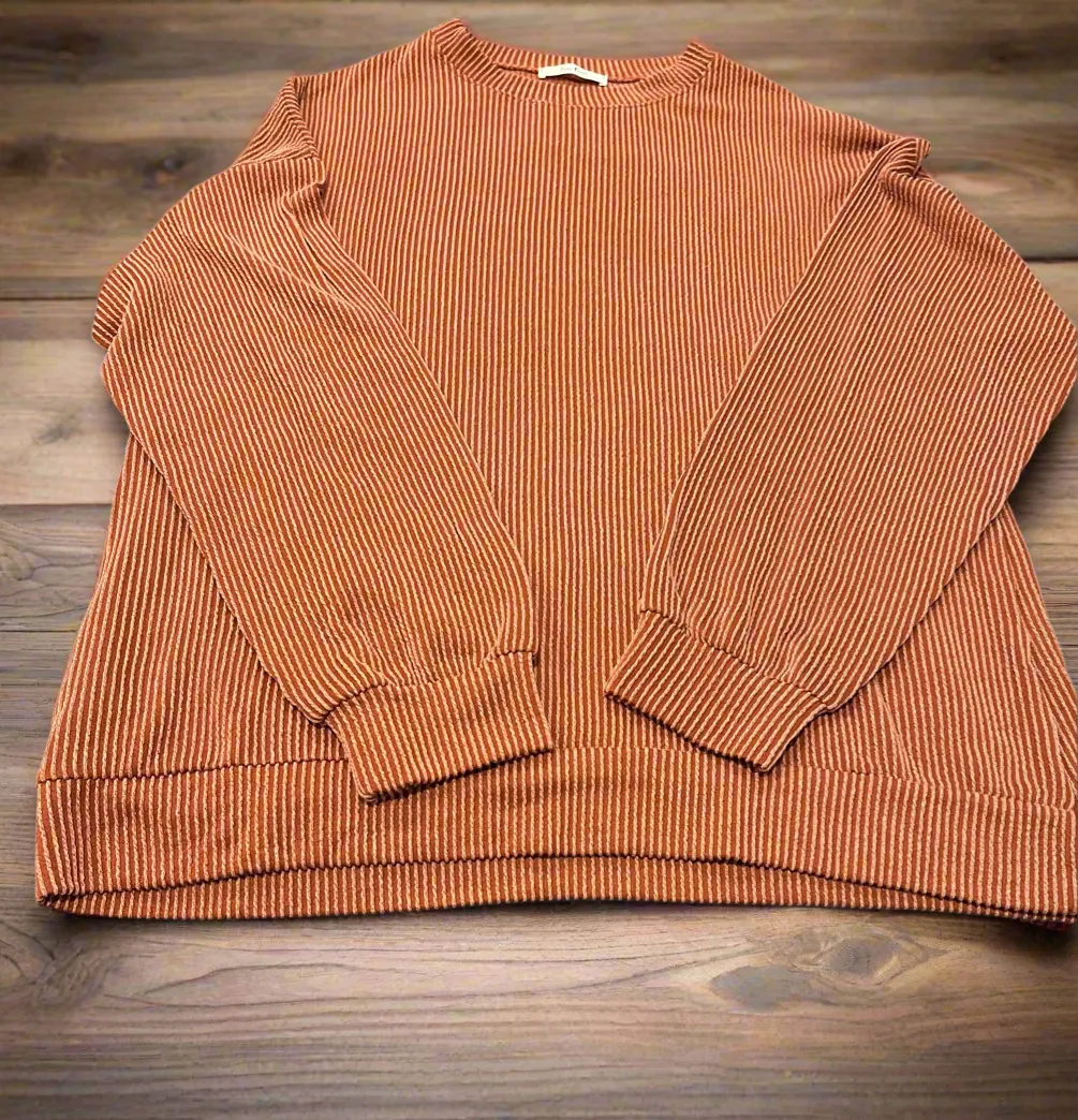 Round Neck Ribbed Sweater Top