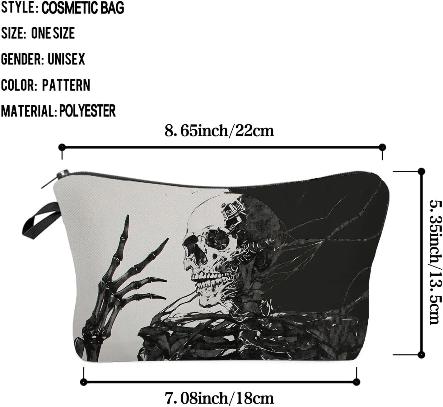 Skeleton Gifts Gothic Skeleton Makeup Bag Cute Small Organizer Bag Travel Toiletry Zipper Pouch Skull Cosmetic Bag Halloween Birthday Gift for Gothic Lovers Women