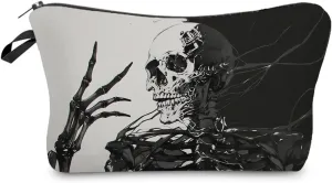 Skeleton Gifts Gothic Skeleton Makeup Bag Cute Small Organizer Bag Travel Toiletry Zipper Pouch Skull Cosmetic Bag Halloween Birthday Gift for Gothic Lovers Women