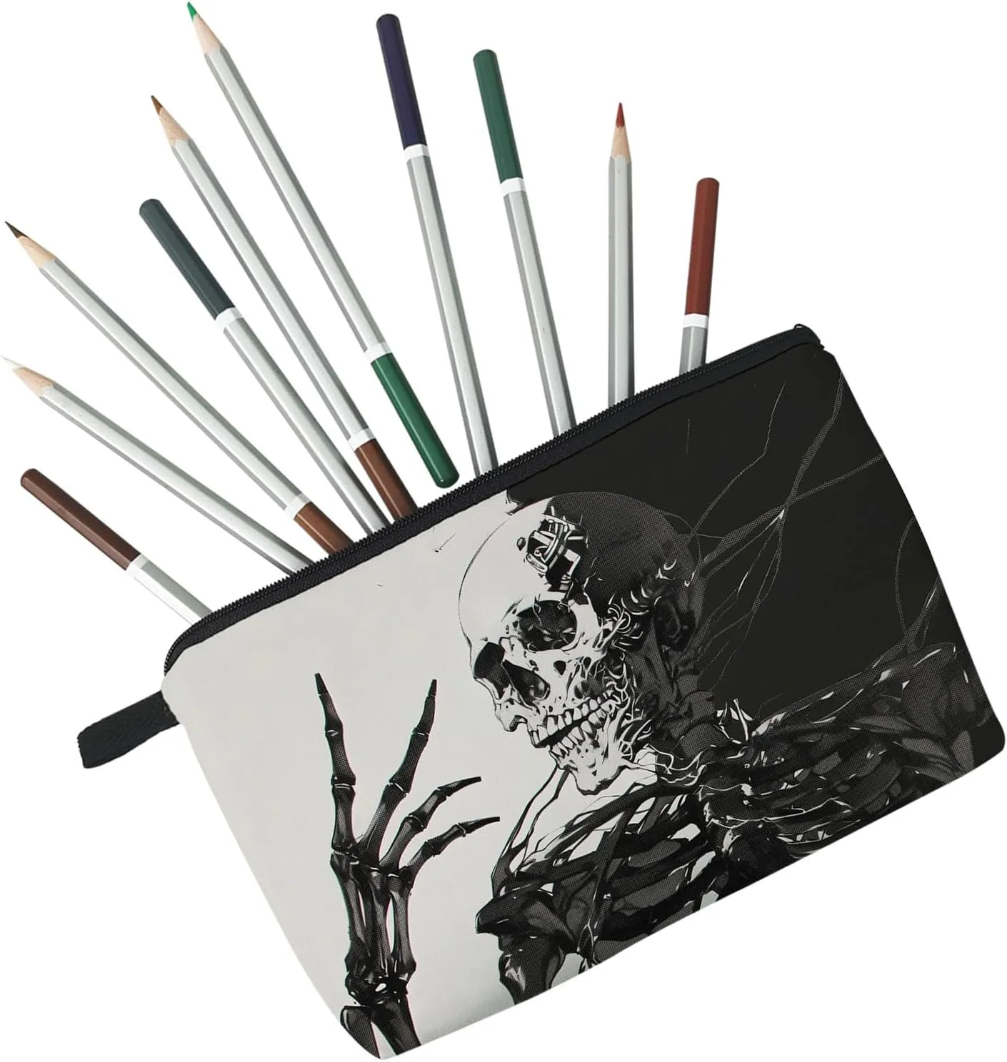 Skeleton Gifts Gothic Skeleton Makeup Bag Cute Small Organizer Bag Travel Toiletry Zipper Pouch Skull Cosmetic Bag Halloween Birthday Gift for Gothic Lovers Women