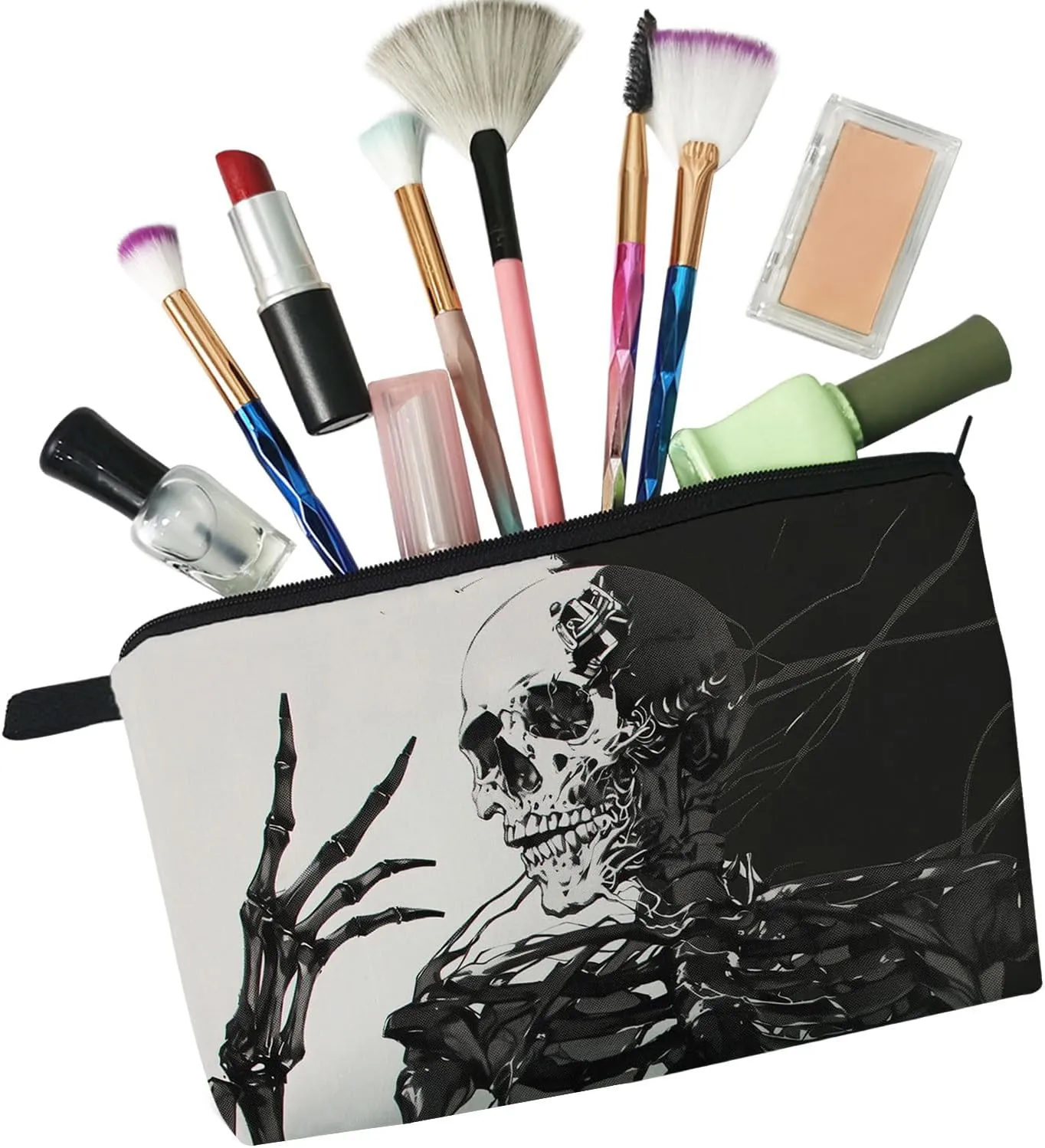 Skeleton Gifts Gothic Skeleton Makeup Bag Cute Small Organizer Bag Travel Toiletry Zipper Pouch Skull Cosmetic Bag Halloween Birthday Gift for Gothic Lovers Women