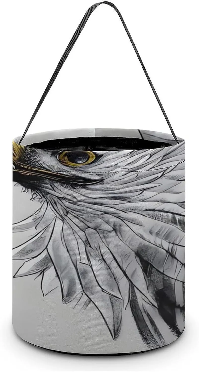 Sketching An Eagle Halloween Tote Candy Bag Candy Basket Candy Bucket Gift Bag for Halloween Party