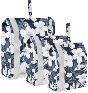 SPRIPORT Colorful Leaves Hibiscus Flowers 3 Set Compression Packing Cubes for Travel Lightweight Luggage Organizer Bags for Carry on Suitcase Travel Cubes for Man Woman Vacation Clothes