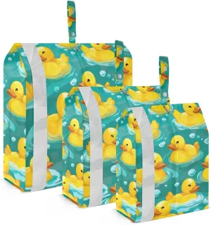 SPRIPORT Cute Cartoon Rubber Ducks 3 Set Compression Packing Cubes for Travel Lightweight Luggage Organizer Bags for Carry on Suitcase Travel Storage Bags for Man Woman Clothes