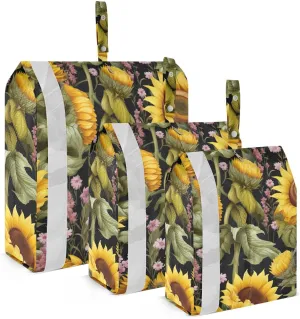 SPRIPORT Yellow Sunflowers Flowers Leaves 3 Set Compression Packing Cubes for Travel Lightweight Luggage Organizer Bags for Carry on Suitcase Travel Cubes for Vacation Man Woman Clothes