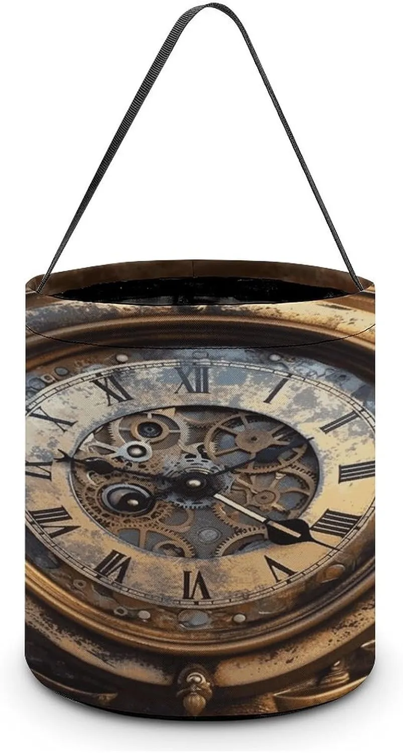 Steampunk Clock Halloween Tote Candy Bag Candy Basket Candy Bucket Gift Bag for Halloween Party
