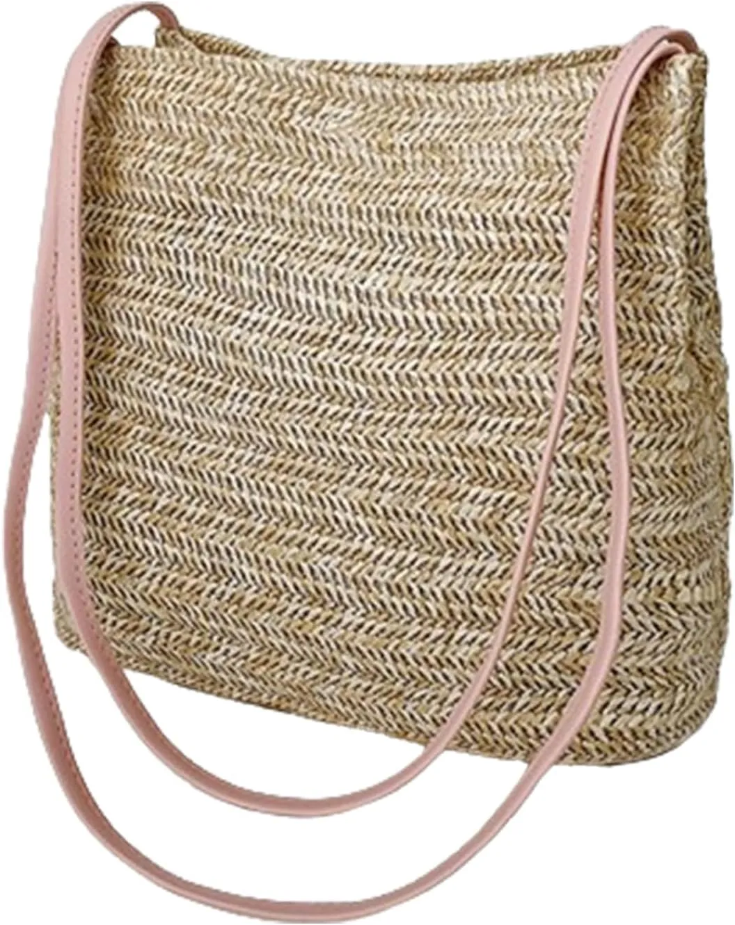 Summer Straw Beach Handbag, Buckets Handbag, Boho Shoulder Straw Handbag for Shopping Work School Travel
