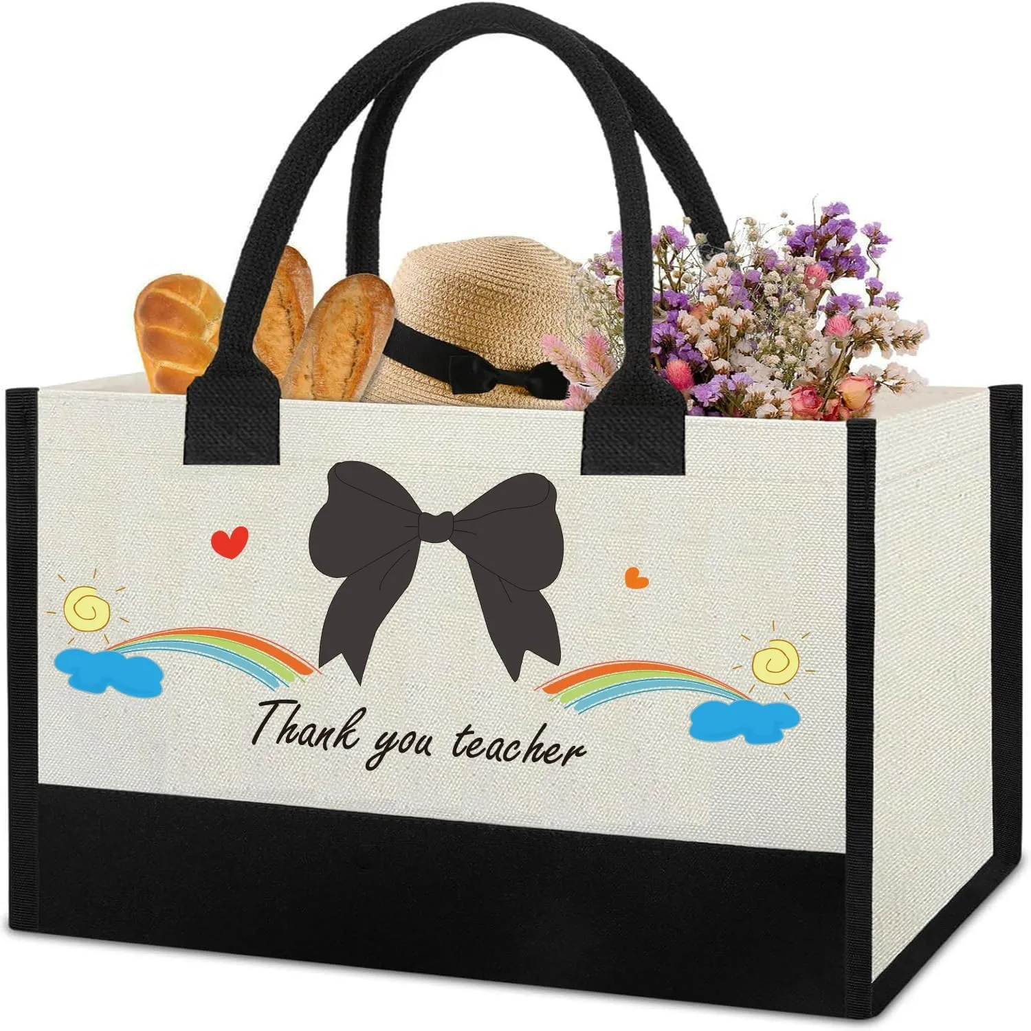 Teacher Gifts for Women, Appreciation Gifts,Totes for Women,Canvas Tote Bag with Makeup Bag, Beach Bag with Zipper