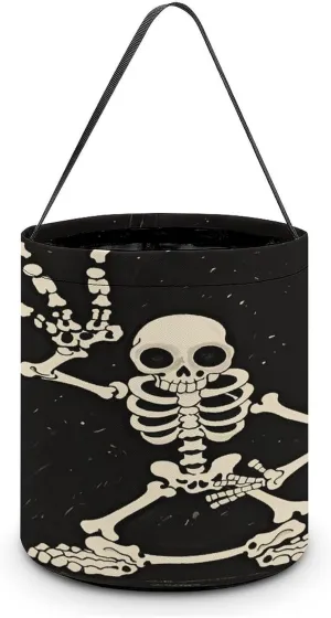 The Skull Waved Halloween Tote Candy Bag Candy Basket Candy Bucket Gift Bag for Halloween Party