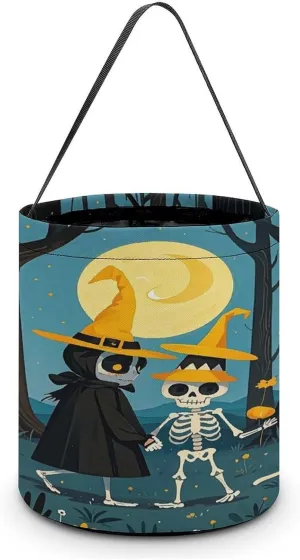 The Skull Witch Halloween Tote Candy Bag Candy Basket Candy Bucket Gift Bag for Halloween Party