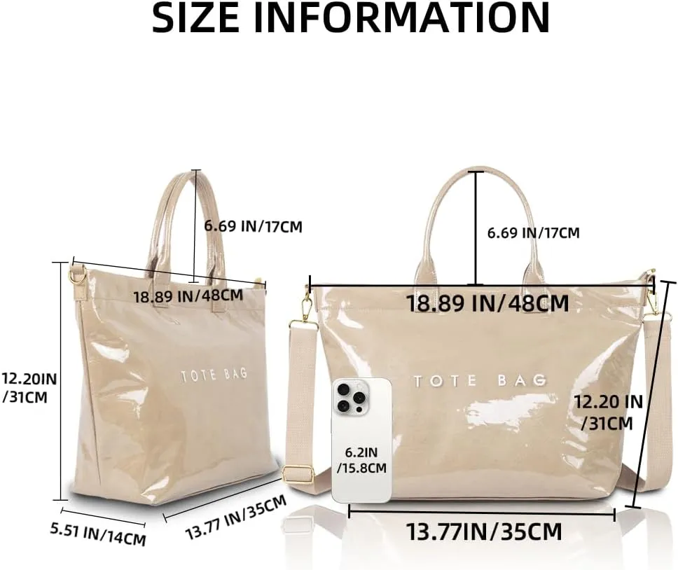Tote Bag for Women PVC Clear Totes Bags Large Plastic Carry All Bag Crossbody Shoulder Handbag Hobo for Work Travel