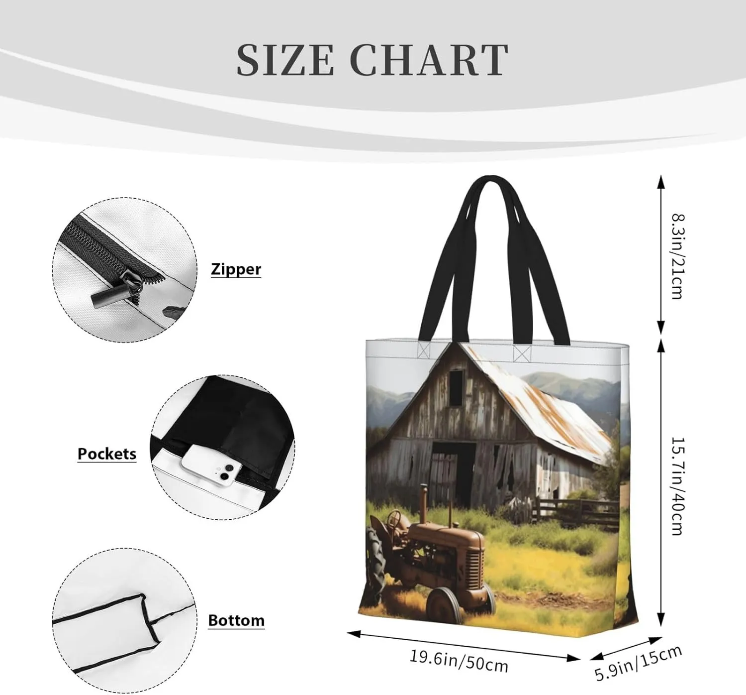 Tote Bag for Women Reusable Grocery Bags Owl Tree Branches Tote Bag with Inner Pocket Travel Tote for Shopping