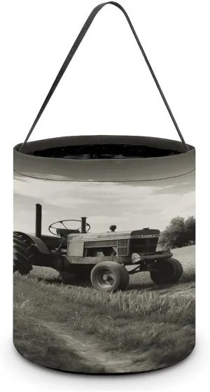 Tractor Agriculture Tranquil Halloween Tote Candy Bag Candy Basket Candy Bucket Gift Bag for Halloween Party