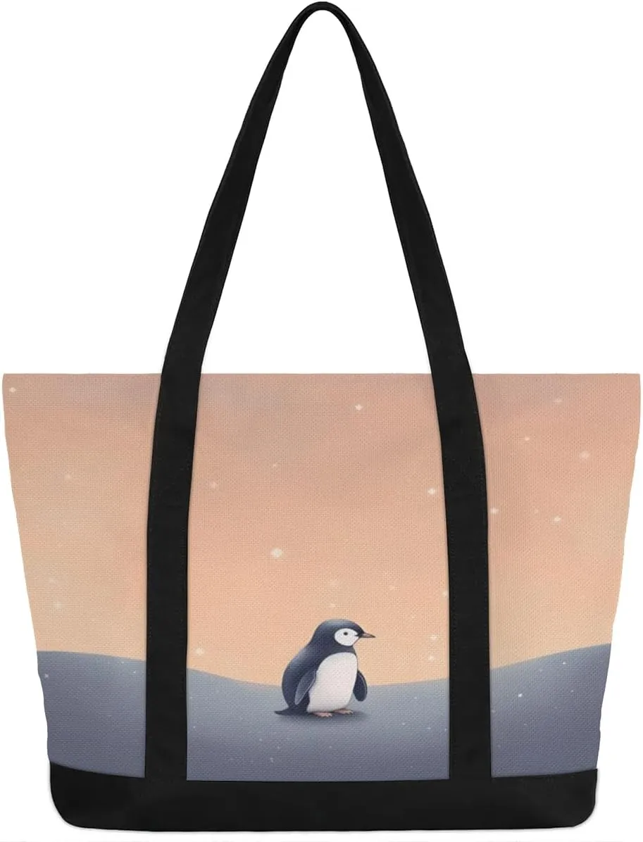 Types of Birds Stylish Canvas Tote Bag with an External Pocket Top Zipper Closure Tote Bag for Women