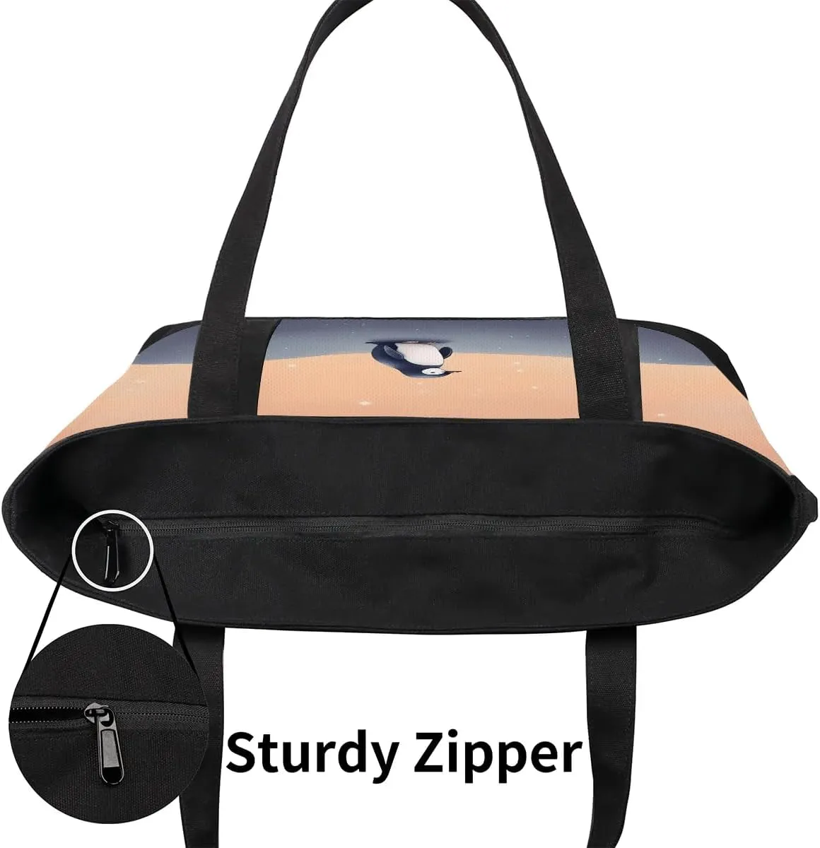 Types of Birds Stylish Canvas Tote Bag with an External Pocket Top Zipper Closure Tote Bag for Women