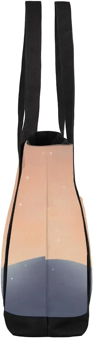Types of Birds Stylish Canvas Tote Bag with an External Pocket Top Zipper Closure Tote Bag for Women