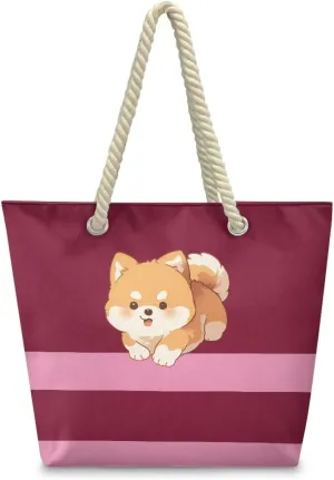 Vacation Beach Bag for Ladiess Women Medium Casual Travel Tote Bag Swim Pool Totes Bag with Hemp Rope Handle