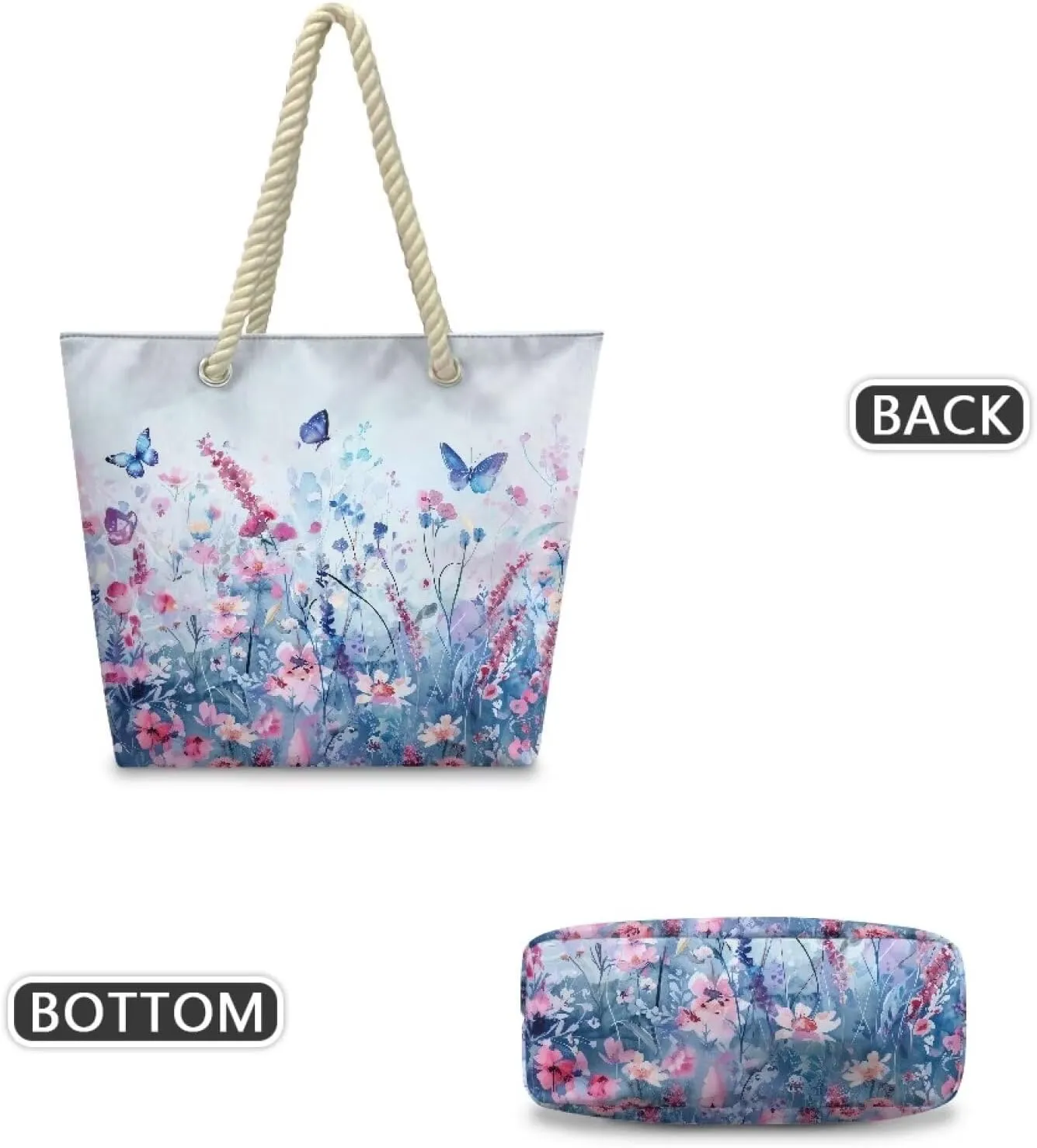 Vacation Beach Bag for Ladiess Women Medium Casual Travel Tote Bag Swim Pool Totes Bag with Hemp Rope Handle