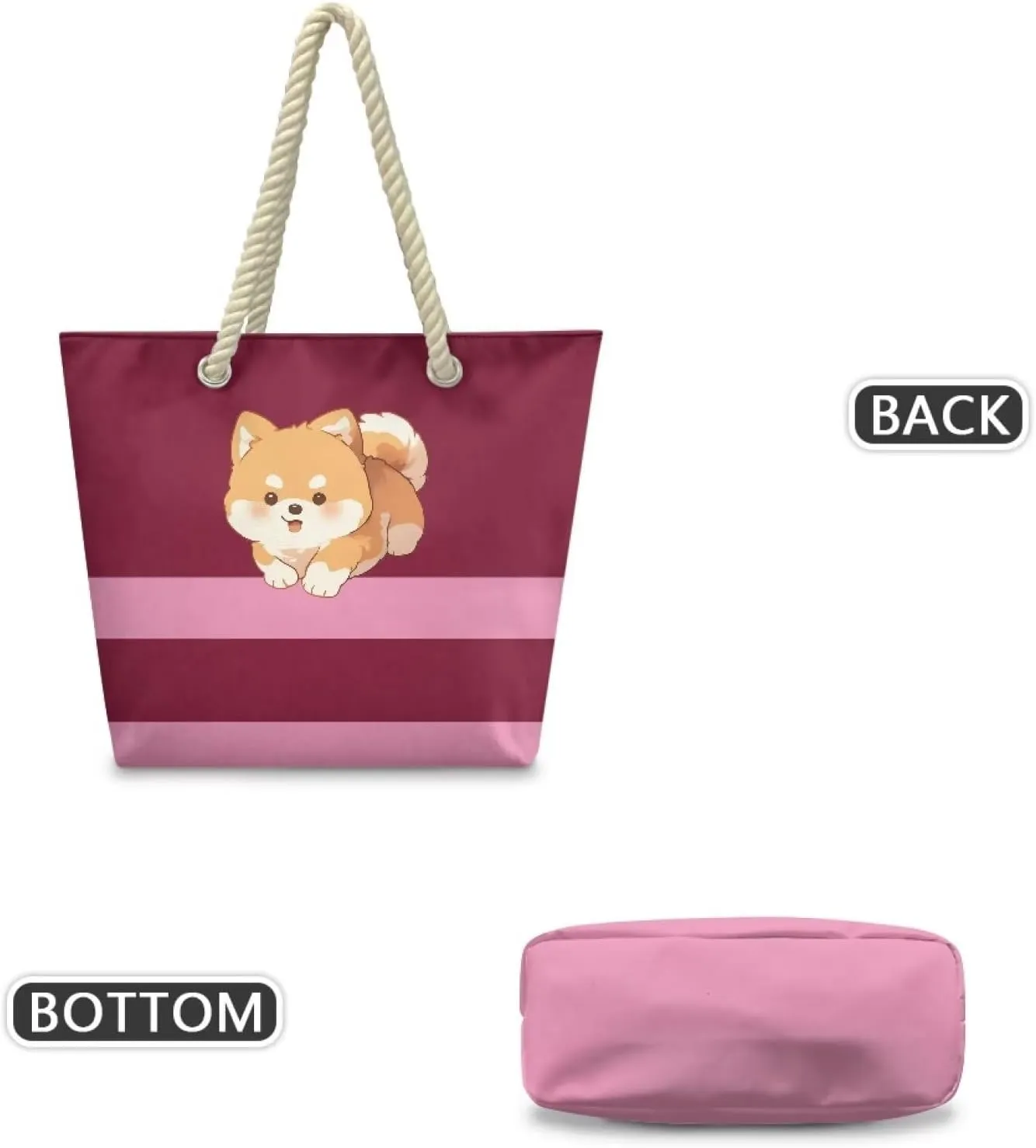 Vacation Beach Bag for Ladiess Women Medium Casual Travel Tote Bag Swim Pool Totes Bag with Hemp Rope Handle