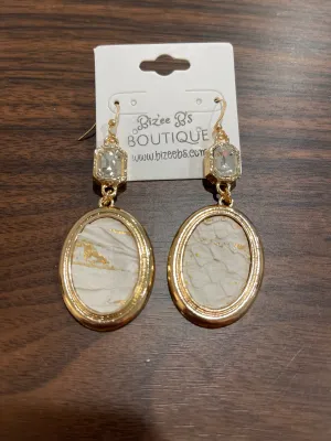Western Cracked Oval Earrings with Rhinestone