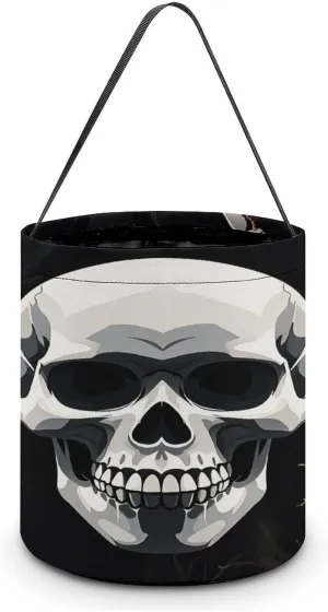 White Skeletons Halloween Tote Candy Bag Candy Basket Candy Bucket Gift Bag for Halloween Party