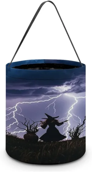 Witch Prayed Halloween Tote Candy Bag Candy Basket Candy Bucket Gift Bag for Halloween Party