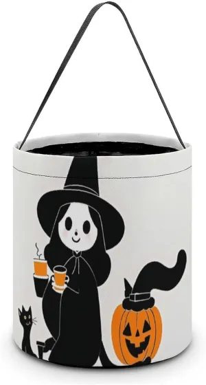 Witchy Wall Art Halloween Tote Candy Bag Candy Basket Candy Bucket Gift Bag for Halloween Party