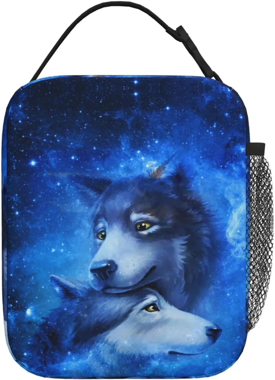Wolf Lunch Box Reusable Insulated Totes Lunch Bag Thermal Cooler For Boy Girls School Men Women Beach Picnic Travel