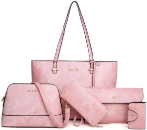 Women Synthetic PU Leather Tote Satchel Crossbody Hobo 5pcs Handbags Shoulder Laptop Messenger Wristlet Card Bags