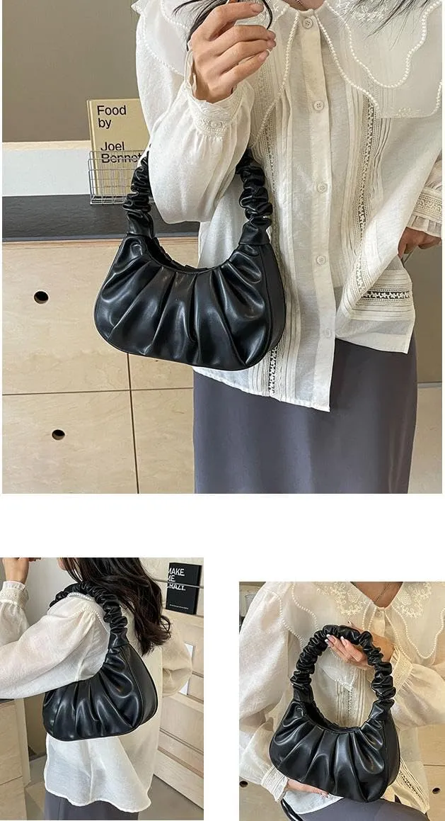 Women's Handbags Fashion Pleated Shoulder Handbags Cloud Design Handbags Hobo Bags Mini Wallets With Magnetic Closure