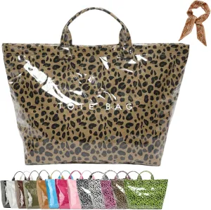 Women's Letters Print Tote Bag, Women Pvc Tote Bag, Top Handle Clear Hobo Handbag, Large Work Plastic Totes Bags