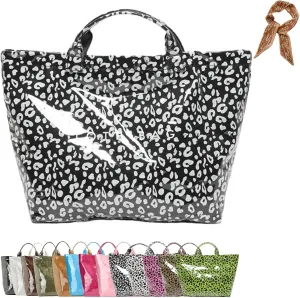 Women's Letters Print Tote Bag, Women Pvc Tote Bag, Top Handle Clear Hobo Handbag, Large Work Plastic Totes Bags