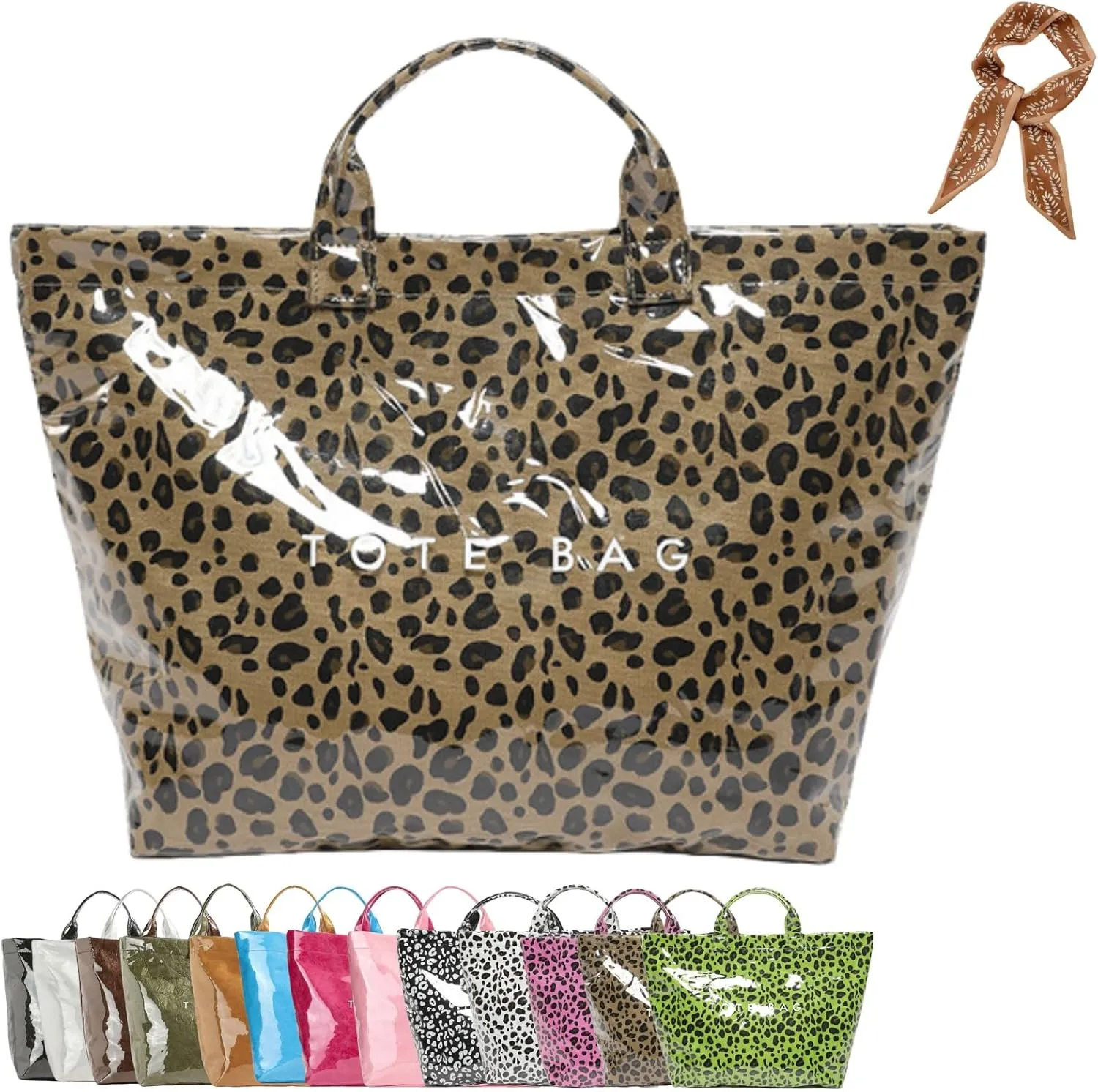 Women's Letters Print Tote Bag, Women Pvc Tote Bag, Top Handle Clear Hobo Handbag, Large Work Plastic Totes Bags