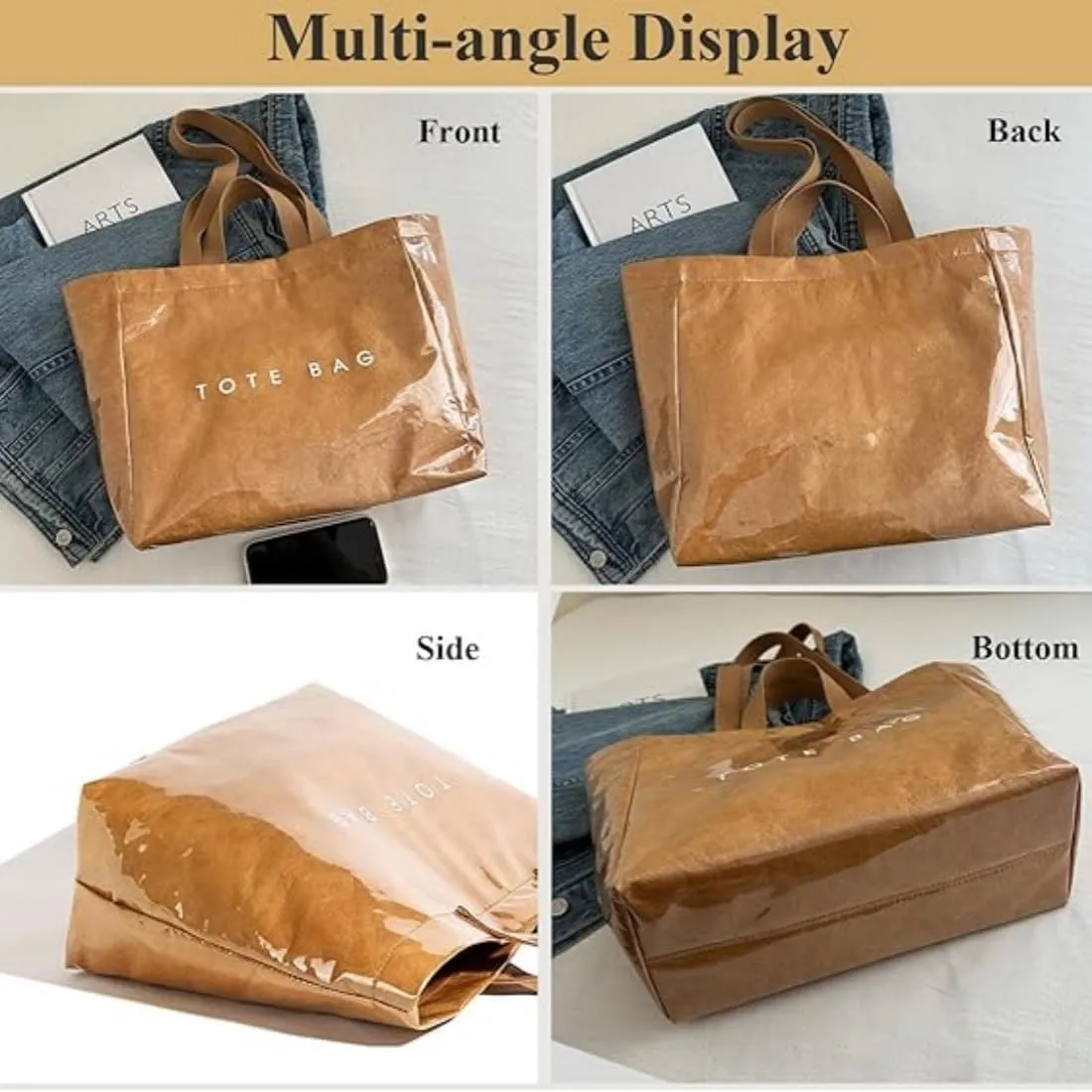 Women's Letters Print Tote Bag, Women Pvc Tote Bag, Top Handle Clear Hobo Handbag, Large Work Plastic Totes Bags