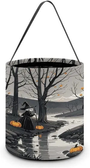 Yellow Pumpkin Halloween Tote Candy Bag Candy Basket Candy Bucket Gift Bag for Halloween Party