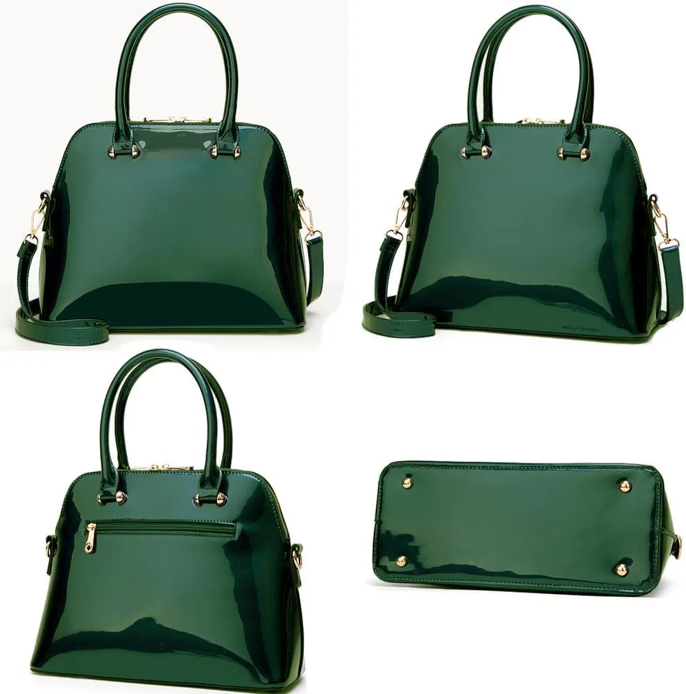 ZiMing Women Dome Satchel Bag Patent Leather Handbag Purse Top Handle Bag Ladies Shoulder Crossbody Bags Totes