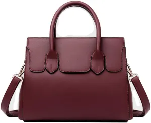 ZiMing Women Handbags Top Handle Purse Vegan Leather Tote Bags Satchel Medium Totes Shoulder Bag Crossbody Bag Ladies Handbag-Wine red