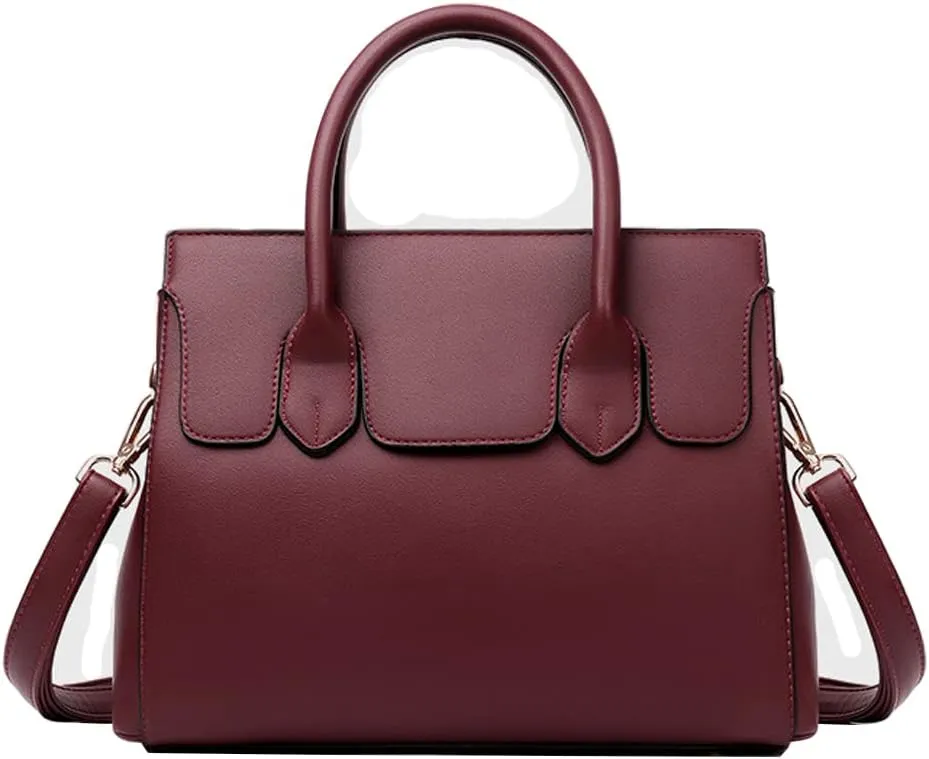 ZiMing Women Handbags Top Handle Purse Vegan Leather Tote Bags Satchel Medium Totes Shoulder Bag Crossbody Bag Ladies Handbag-Wine red