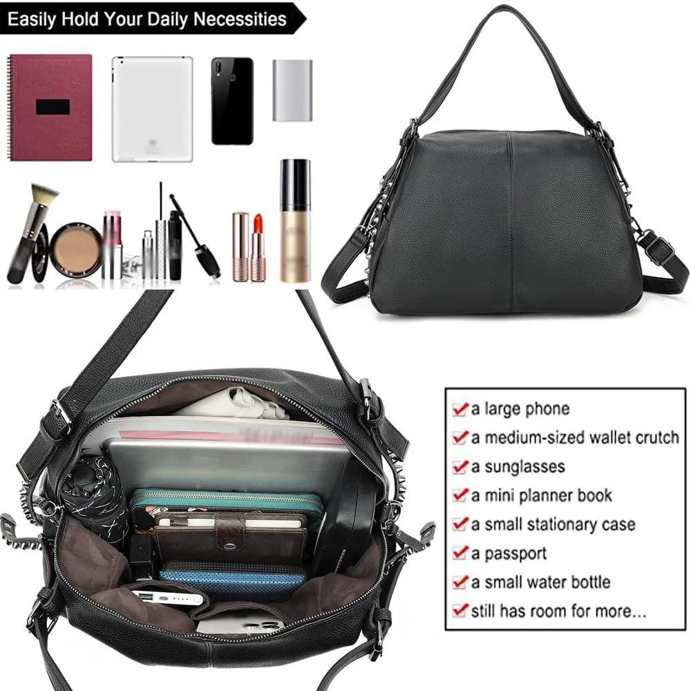 ZiMing Womens Handbags Tote Bag Vegan Leather Satchel Handbag Ladies Shoulder Bag Crossbody Bag Vintage Rivet Totes Purse